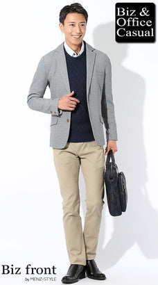 テーラードジャケット×Tシャツ・カットソー・ニットセーターのデート服コーデ例