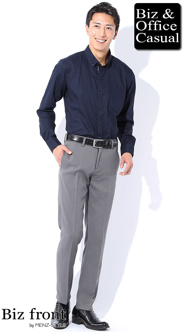 紺ワイシャツ×グレースラックス　biz17-18aw_1951