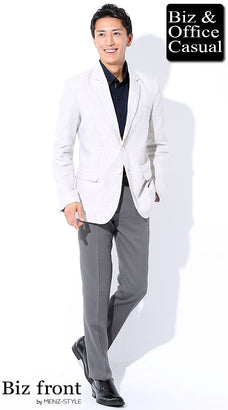 60代男性に似合うベージュジャケットコーディネート例