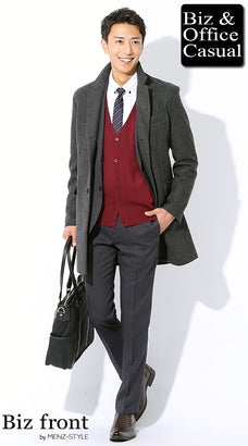 スーツとコートの秋冬の通勤服コーデ例