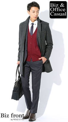 60代男性に似合うチェスターコートコーディネート例