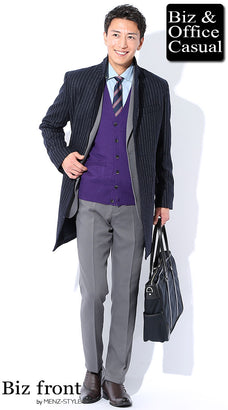 スーツとコートの秋冬の通勤服コーデ例