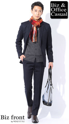 マフラーとスーツのコーディネート例