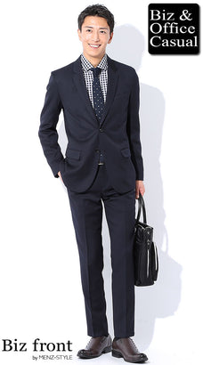 こげ茶ベルト×ネイビースーツコーデ例 メンズ スーツベルト