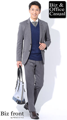 スーツ営業マン・営業職のセーターコーデ例