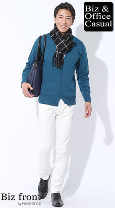 ウィンドウペンチェックマフラーのコーデ例