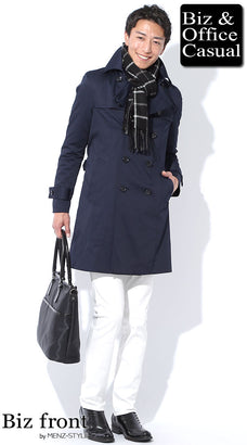 ホワイトジーンズ（デニムパンツ）とアウター・コートのコーデ例