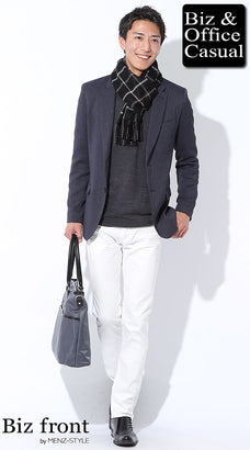 ウィンドウペンチェックマフラーのコーデ例