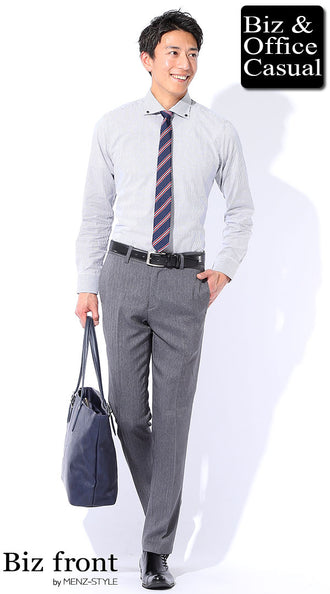 ストライプシャツのコーデ例