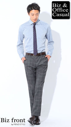 チェック柄スラックスのコーデ例