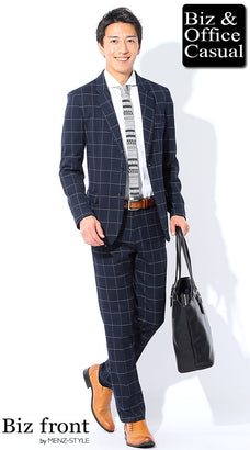 ライトブラウンベルト×ネイビースーツコーデ例 メンズ カジュアル