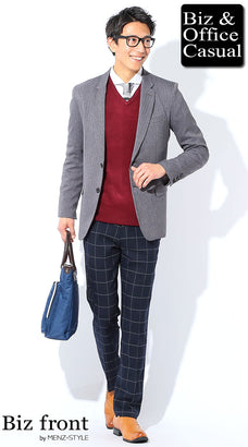 ウィンドウペンチェックパンツのコーディネート例