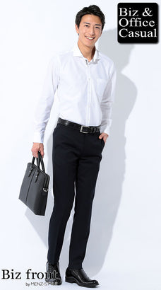 ドビーチェック白シャツのコーデ