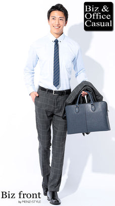 チェック柄スラックスのコーデ例