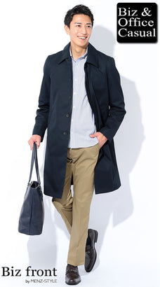 60代男性に似合うステンカラーコートコーディネート例