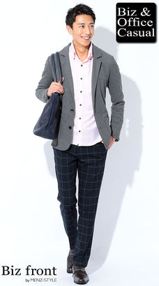 シャツのジャケパンコーデ例