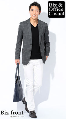 テーラードジャケット×Tシャツ・カットソー・ニットセーターのデート服コーデ例