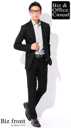 ウール黒テーラードジャケットのコーデ例