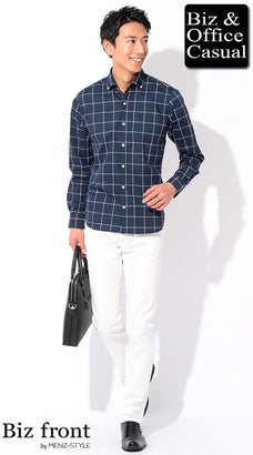 ウインドウペンチェックシャツのコーデ例