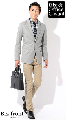 シャツのジャケパンコーデ例