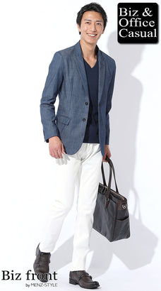 デニムテーラードジャケットのコーデ例