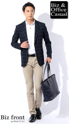 クールビズのポロシャツに合うテーラードジャケットコーデ例