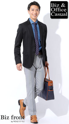 千鳥格子チェックパンツとジャケットのコーディネート例