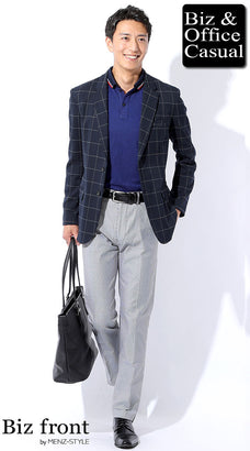 クールビズのポロシャツに合うテーラードジャケットコーデ例