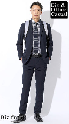 黒ベルト×ネイビースーツコーデ例 メンズ ビジネス カジュアル