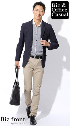 シャツのジャケパンコーデ例