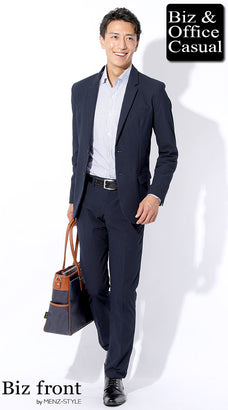 黒ベルト×ネイビースーツコーデ例 メンズ おしゃれ スーツベルト