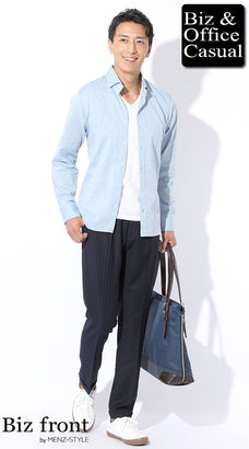 シャンブレーシャツのコーデ例