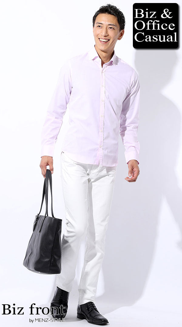 シワになりにくいシャツのカジュアルコーデ例