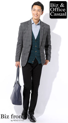 チェック柄ジャケットのコーデ例