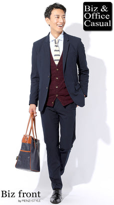 シャツとニットセーターのコーデ例