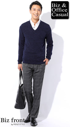 ウィンドウペンチェックパンツのコーディネート例