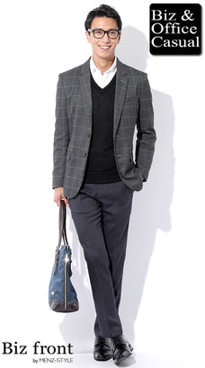 シャツとニットセーターのコーデ例