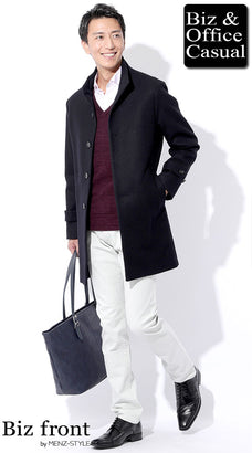 シャツとニットセーターのコーデ例