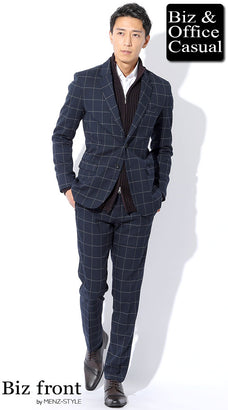 スーツの秋冬のノーネクタイコーデ