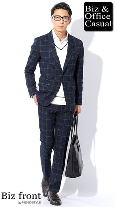 スーツの秋冬のノーネクタイコーデ