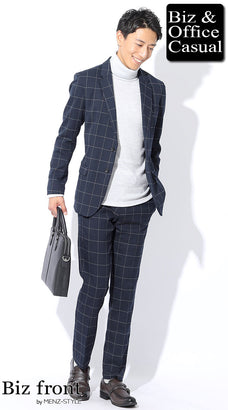 ネイビーセットアップ・スーツのコーデ例