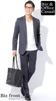 スーツの秋冬のノーネクタイコーデ