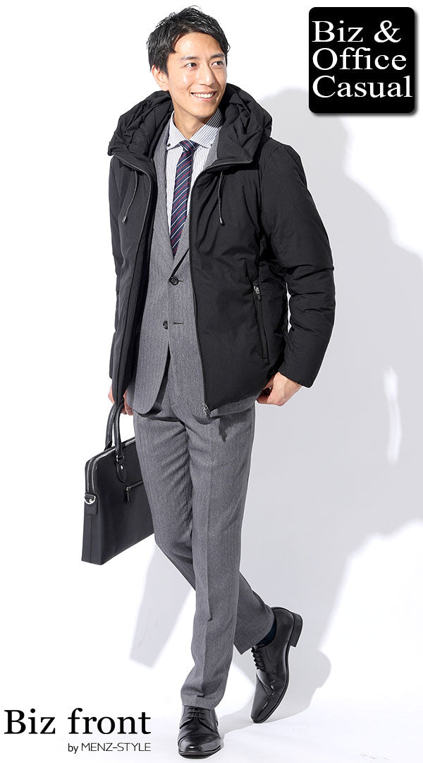 黒中綿ダウンジャケット×グレースーツ biz18-19aw_6185の 