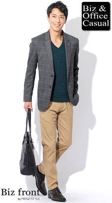 チェック柄ジャケットのコーデ例