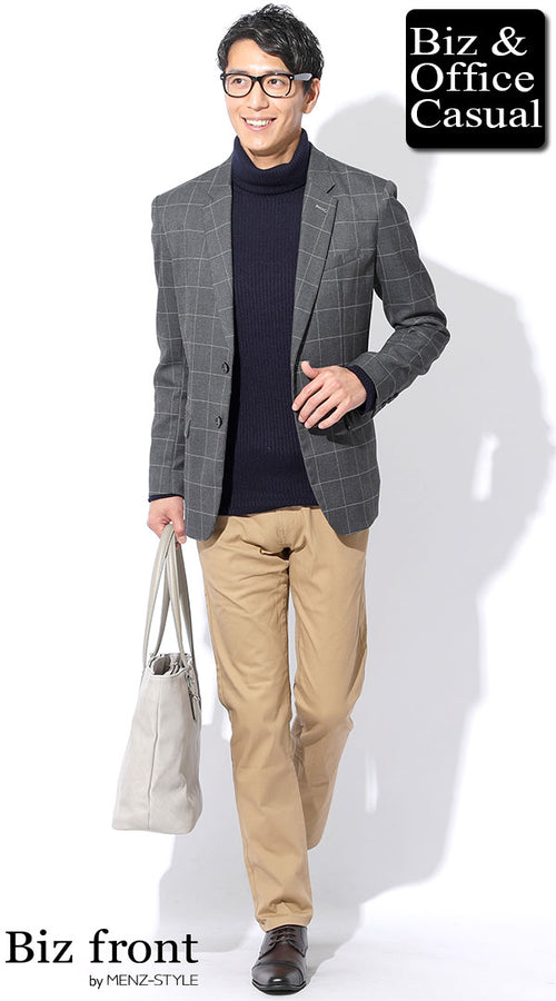 メンズにおすすめのネイビーニット×ジャケットコーデ