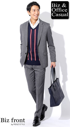 スーツの秋冬のノーネクタイコーデ