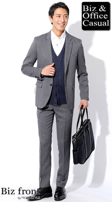 スーツの秋冬のノーネクタイコーデ