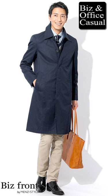 ネイビーコート×ネイビージャケットコーデ例