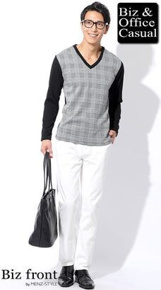 秋冬の白パンツコーデ例