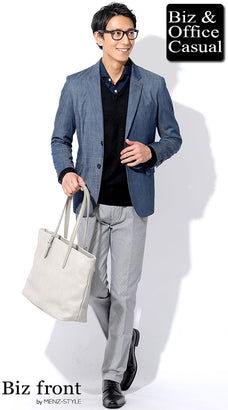 千鳥格子チェックパンツとジャケットのコーディネート例